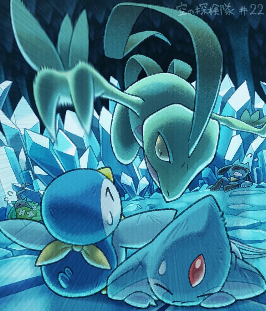 piplup, riolu, grovyle, azelf, and wormadam (pokemon and 2 more) drawn by komepan