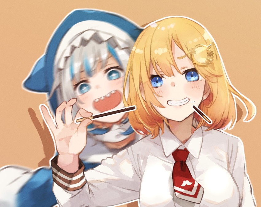 gawr gura and watson amelia (hololive and 1 more) drawn by kase_(kurimuzone_oruta)