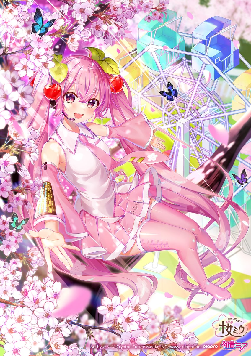 hatsune miku and sakura miku (vocaloid and 1 more) drawn by gari_(apollonica)