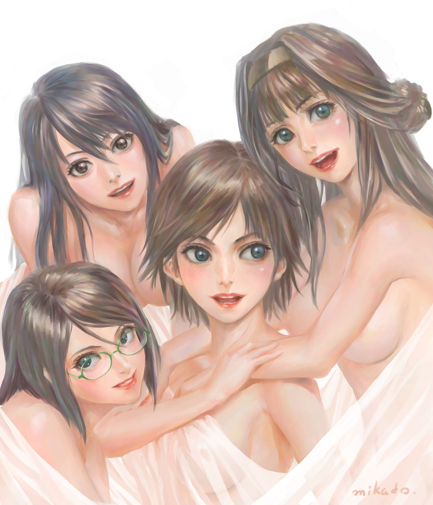 kongou, haruna, hiei, and kirishima (kantai collection) drawn by murasaki-sin