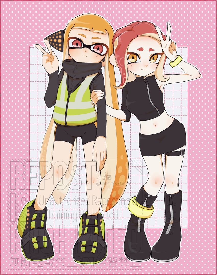 agent 8 and agent 3 (splatoon and 3 more) drawn by mmm376mmm