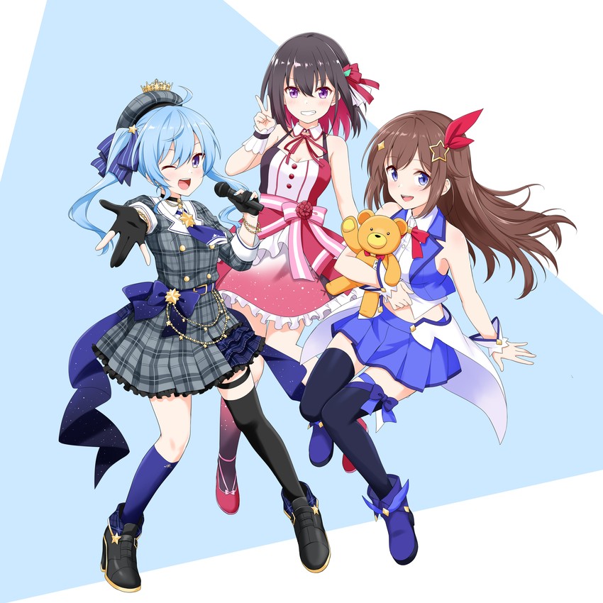 hoshimachi suisei, tokino sora, ankimo, and azki (hololive) drawn by felutiahime