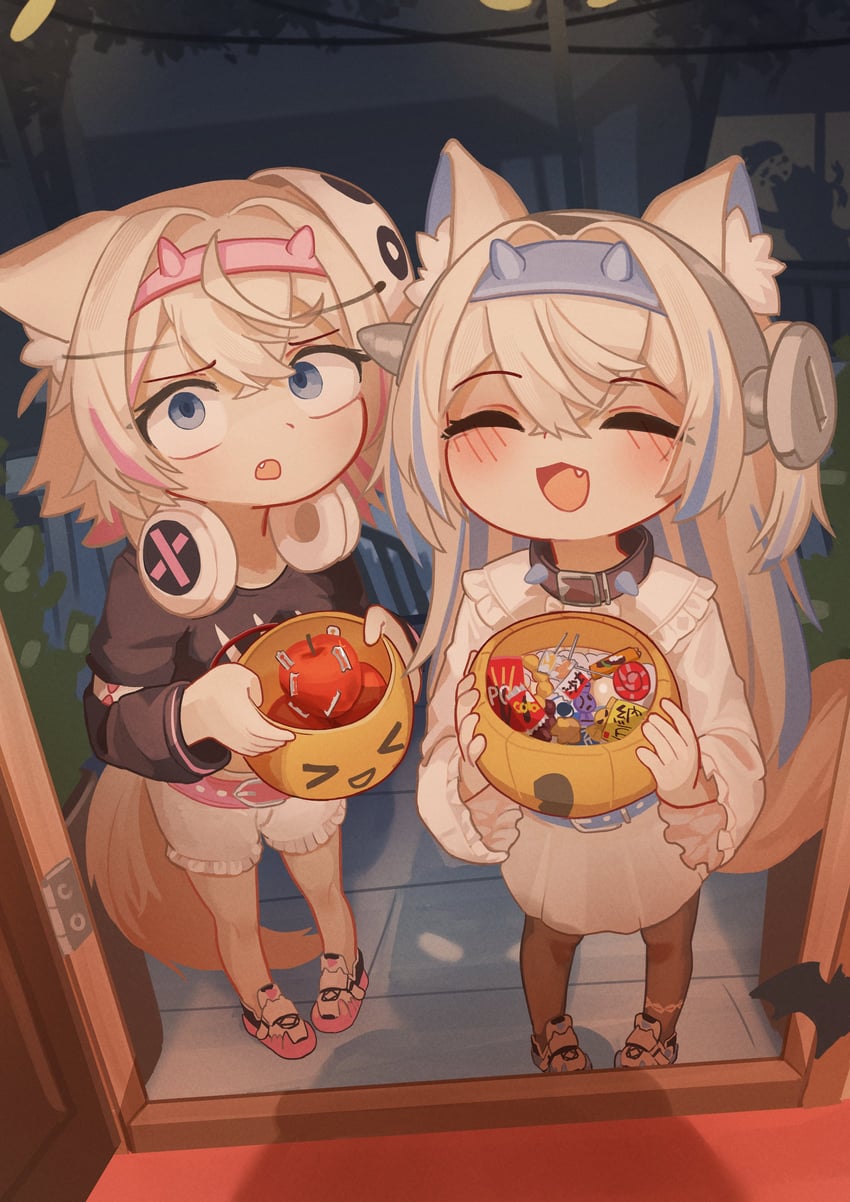 fuwawa abyssgard, mococo abyssgard, kobo kanaeru, and batman (hololive and 4 more) drawn by nanachides