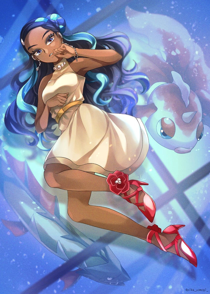 nessa, goldeen, and barraskewda (pokemon and 1 more) drawn by yomogi_(black-elf)