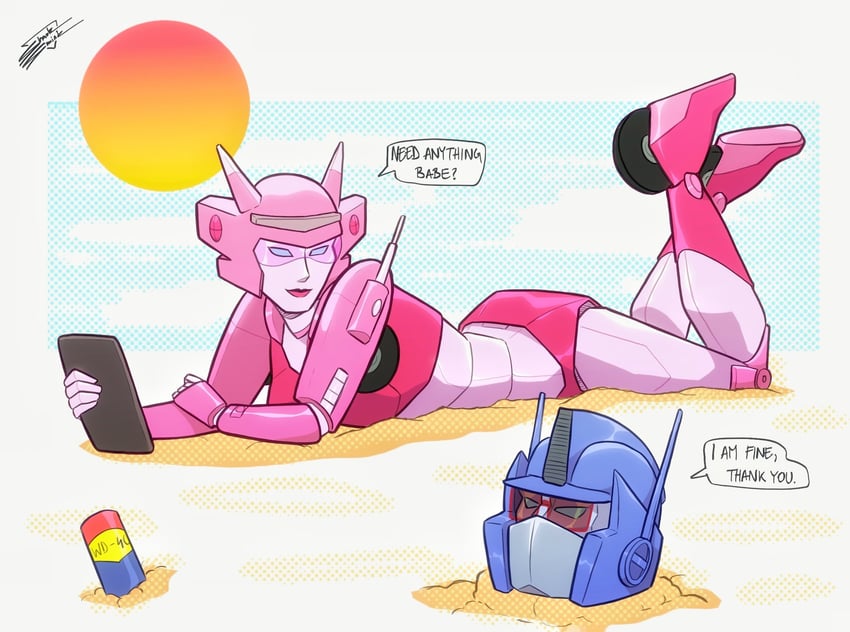 optimus prime and elita one (transformers and 1 more) drawn by sharksmirk