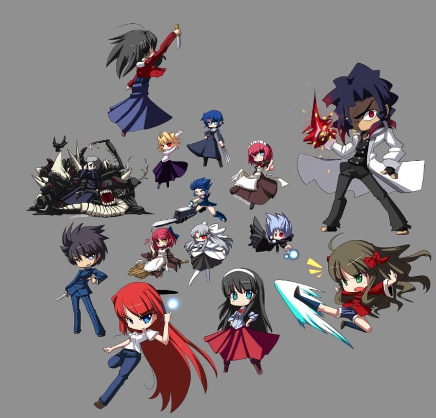 arcueid brunestud, ryougi shiki, ciel, tohno akiha, aozaki aoko, and 9 more (tsukihime and 1 more) drawn by aekashics