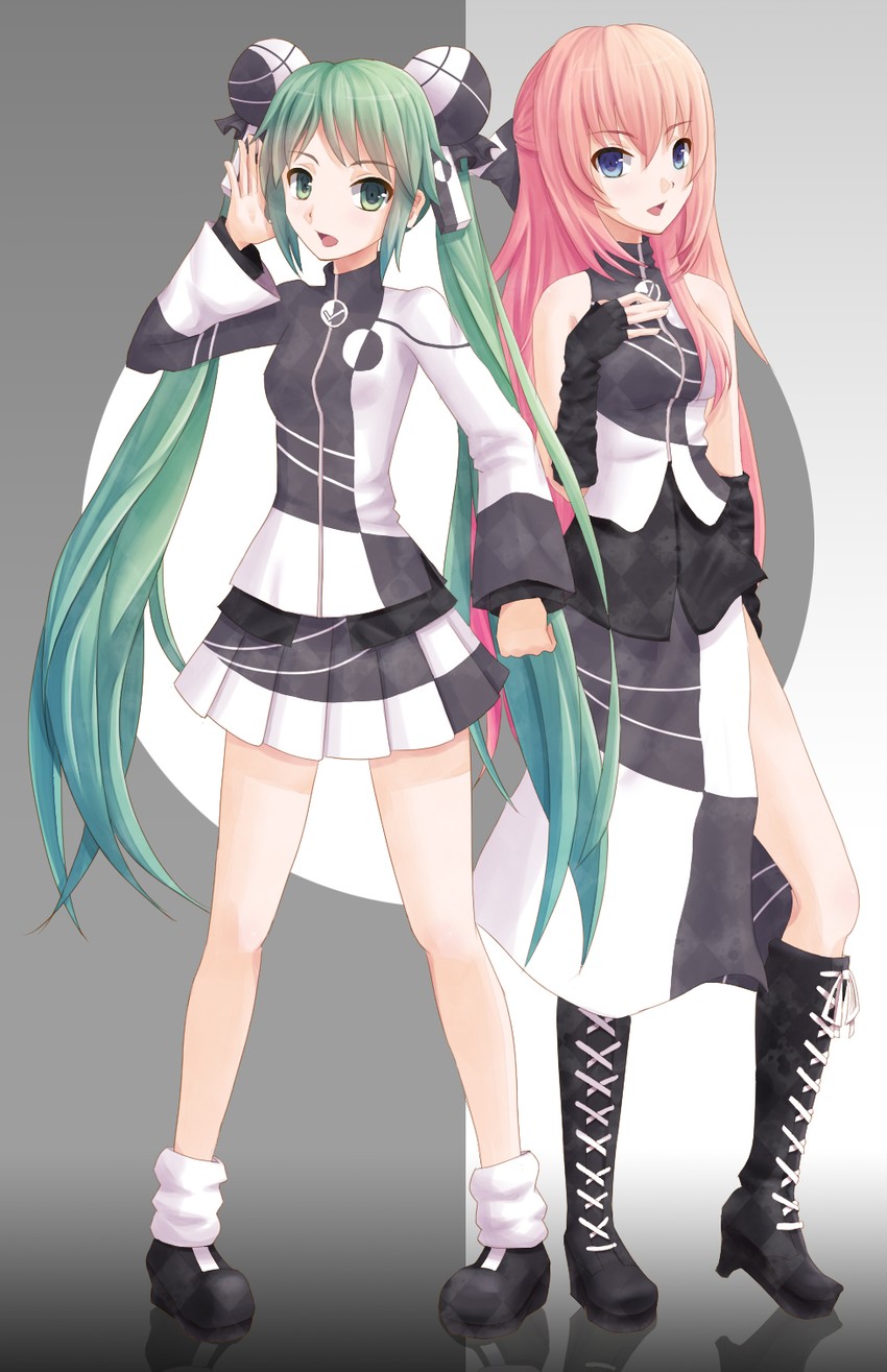hatsune miku and megurine luka (vocaloid and 3 more) drawn by daffobird
