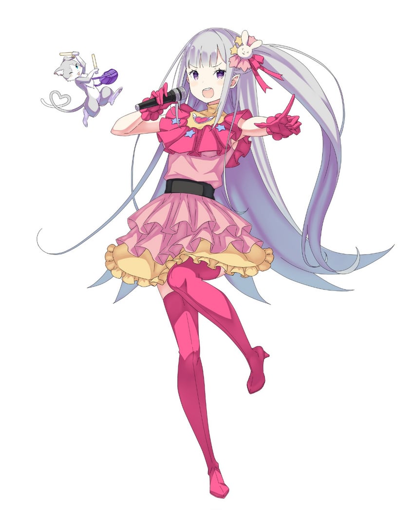 emilia, hoshino ai, puck, and takahashi rie (re:zero kara hajimeru isekai seikatsu and 1 more) drawn by koushin_ryo