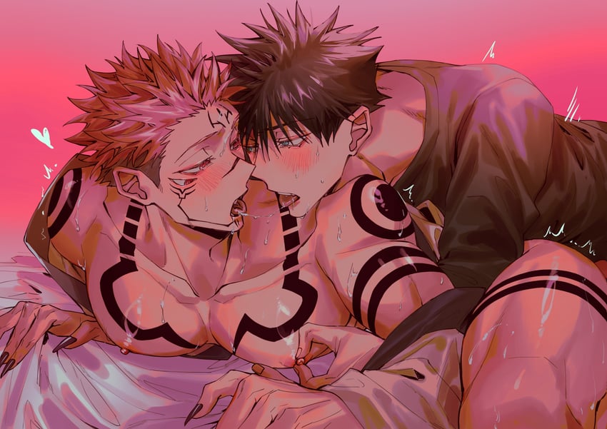 fushiguro megumi and ryoumen sukuna (jujutsu kaisen) drawn by azukiharuta_ju