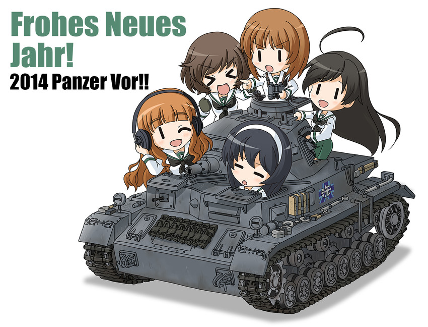 nishizumi miho, akiyama yukari, takebe saori, reizei mako, and isuzu hana (girls und panzer) drawn by yasu_(defcon-1)