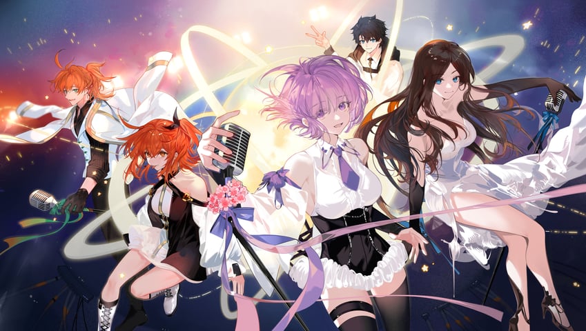 mash kyrielight, fujimaru ritsuka, leonardo da vinci, and romani archaman (fate and 1 more) drawn by arlizi