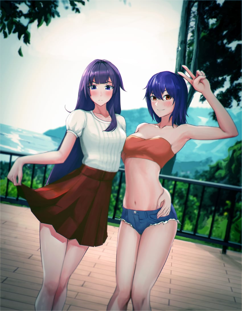senjougahara hitagi and kanbaru suruga (monogatari) drawn by elias2art