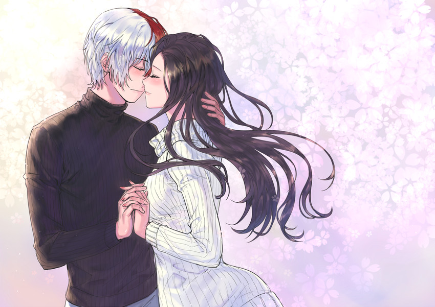 todoroki shoto and yaoyorozu momo (boku no hero academia) drawn by anlustre