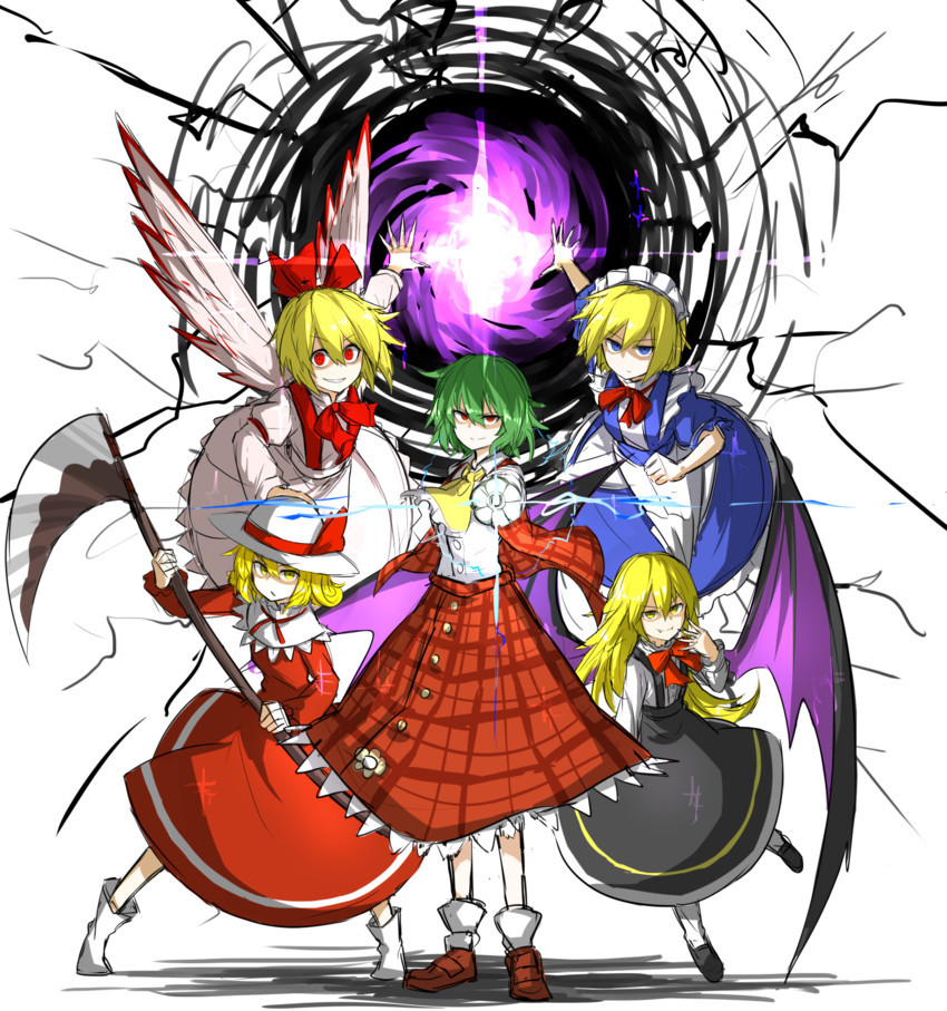 kazami yuuka, elly, gengetsu, mugetsu, and kurumi (touhou and 1 more) drawn by kankan33333