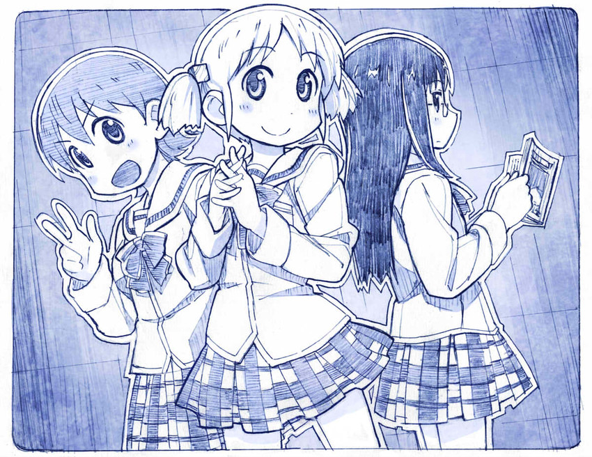 naganohara mio, aioi yuuko, and minakami mai (nichijou) drawn by sakino_shingetsu