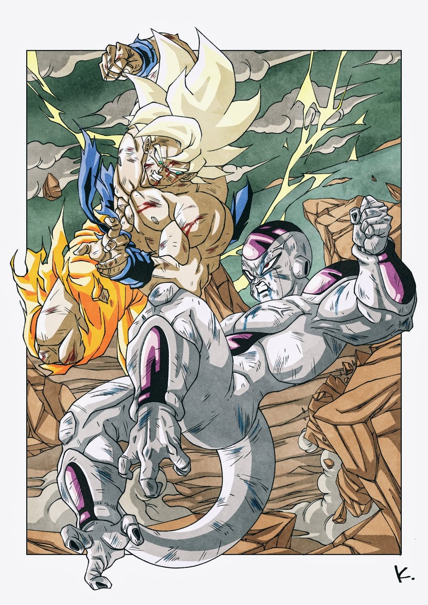 son goku, frieza, and full power frieza (dragon ball and 1 more) drawn by kakeru_(dbskakeru)