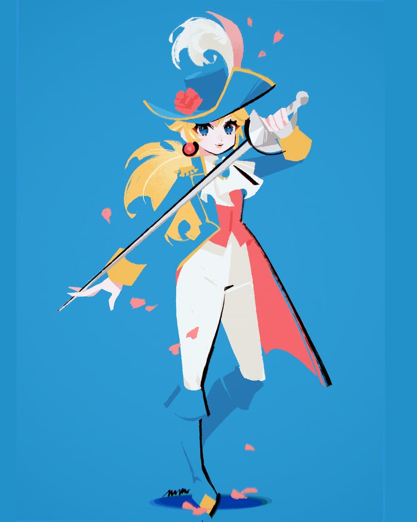princess peach and swordfighter peach (mario and 1 more) drawn by manodemarina