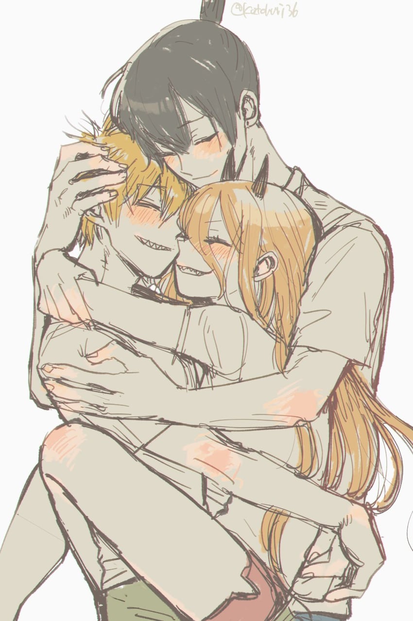 power, denji, and hayakawa aki (chainsaw man) drawn by sarasara