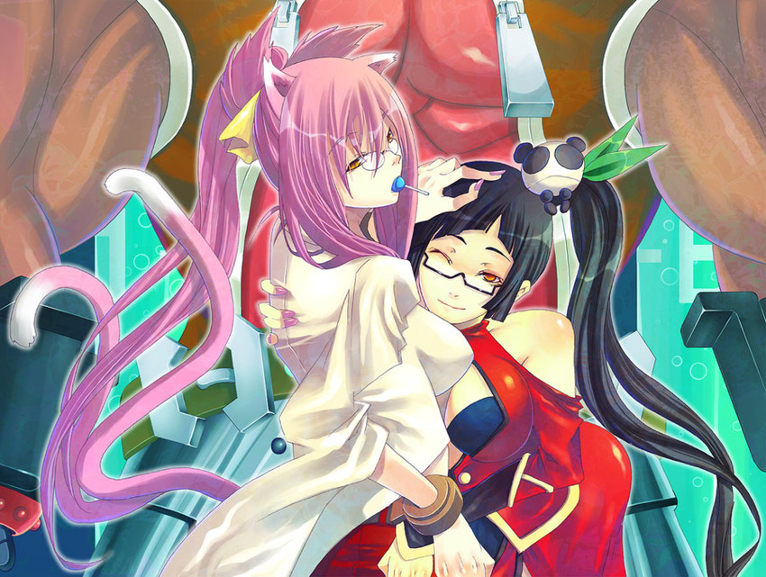 litchi faye ling, kokonoe, lao jiu, and iron tager (blazblue) drawn by noran