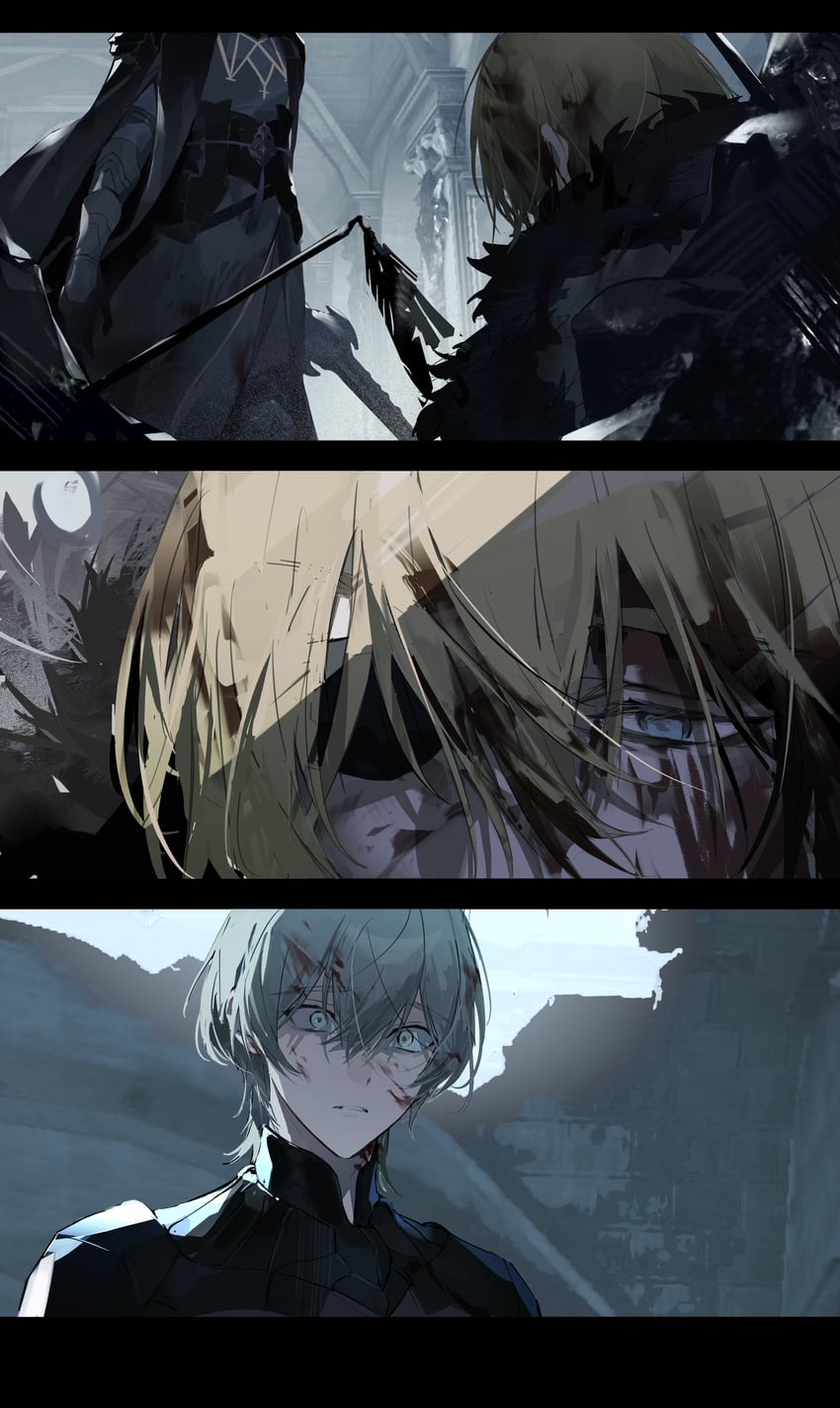 dimitri alexandre blaiddyd and male byleth (fire emblem and 1 more) drawn by ameinu