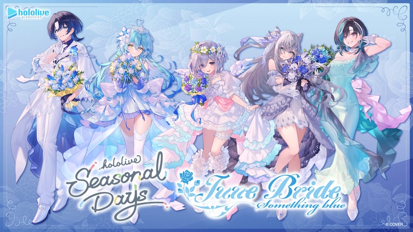 amane kanata, yukihana lamy, hiodoshi ao, vestia zeta, and rindo chihaya (hololive and 2 more) drawn by rin31153336