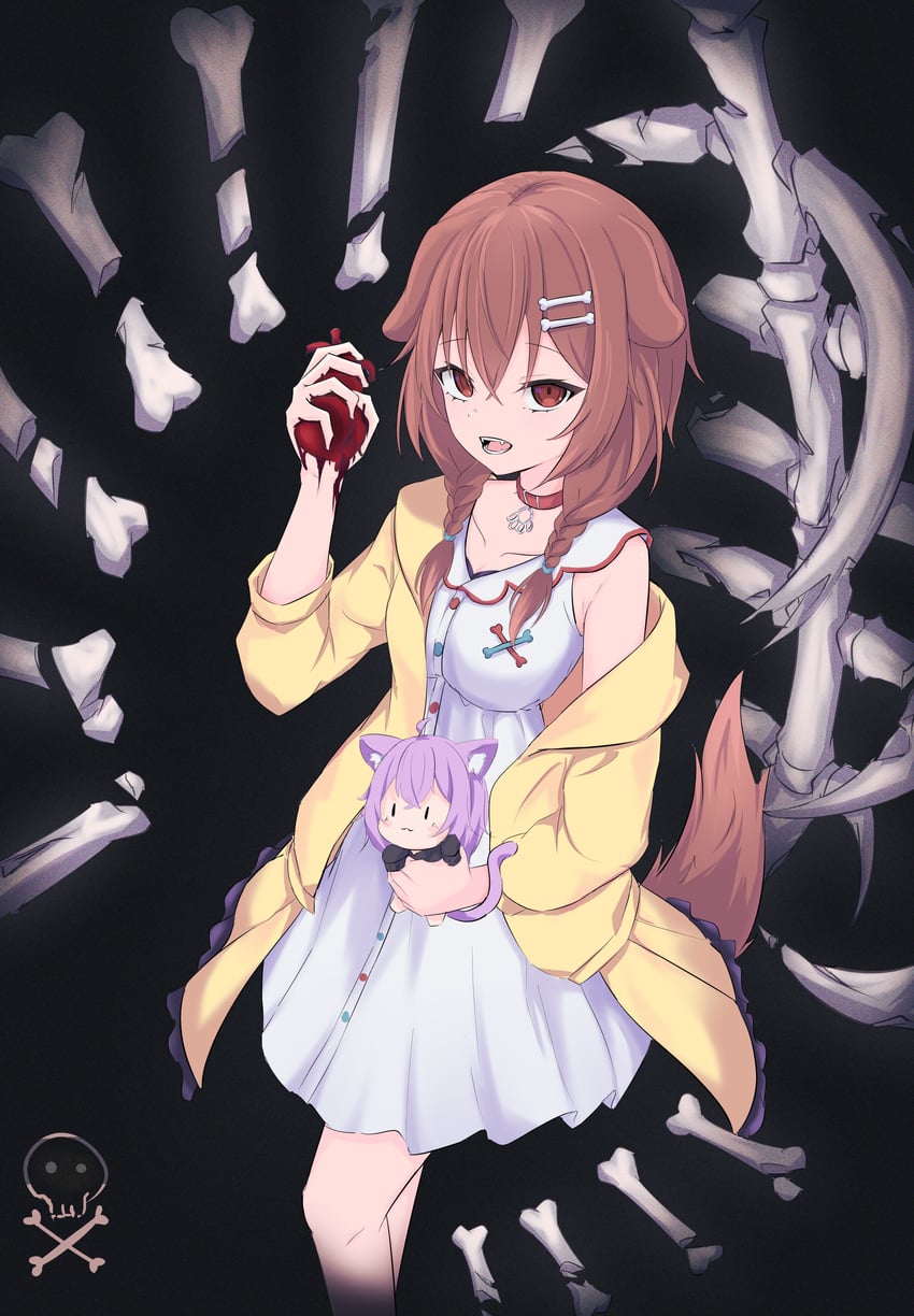 nekomata okayu and inugami korone (hololive) drawn by enderslimek