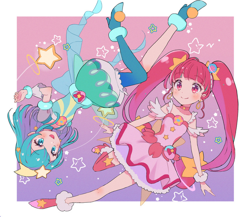 hagoromo lala, hoshina hikaru, cure milky, and cure star (precure and 1 more) drawn by ogura_(onigiritakusan)