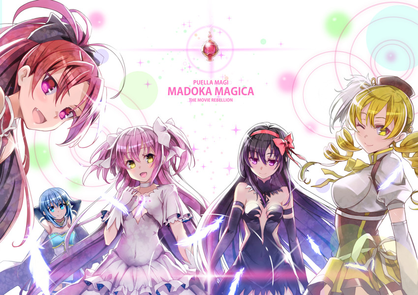 akemi homura, kaname madoka, miki sayaka, sakura kyoko, tomoe mami, and 2 more (mahou shoujo madoka magica and 1 more) drawn by hoony