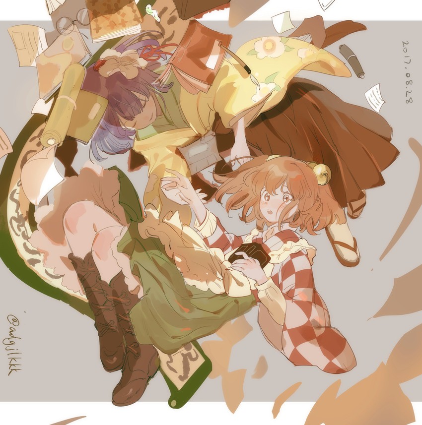 hieda no akyuu and motoori kosuzu (touhou) drawn by nengo