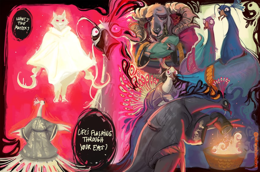 death, lord shen, and the soothsayer (shrek and 2 more) drawn by frenchublog