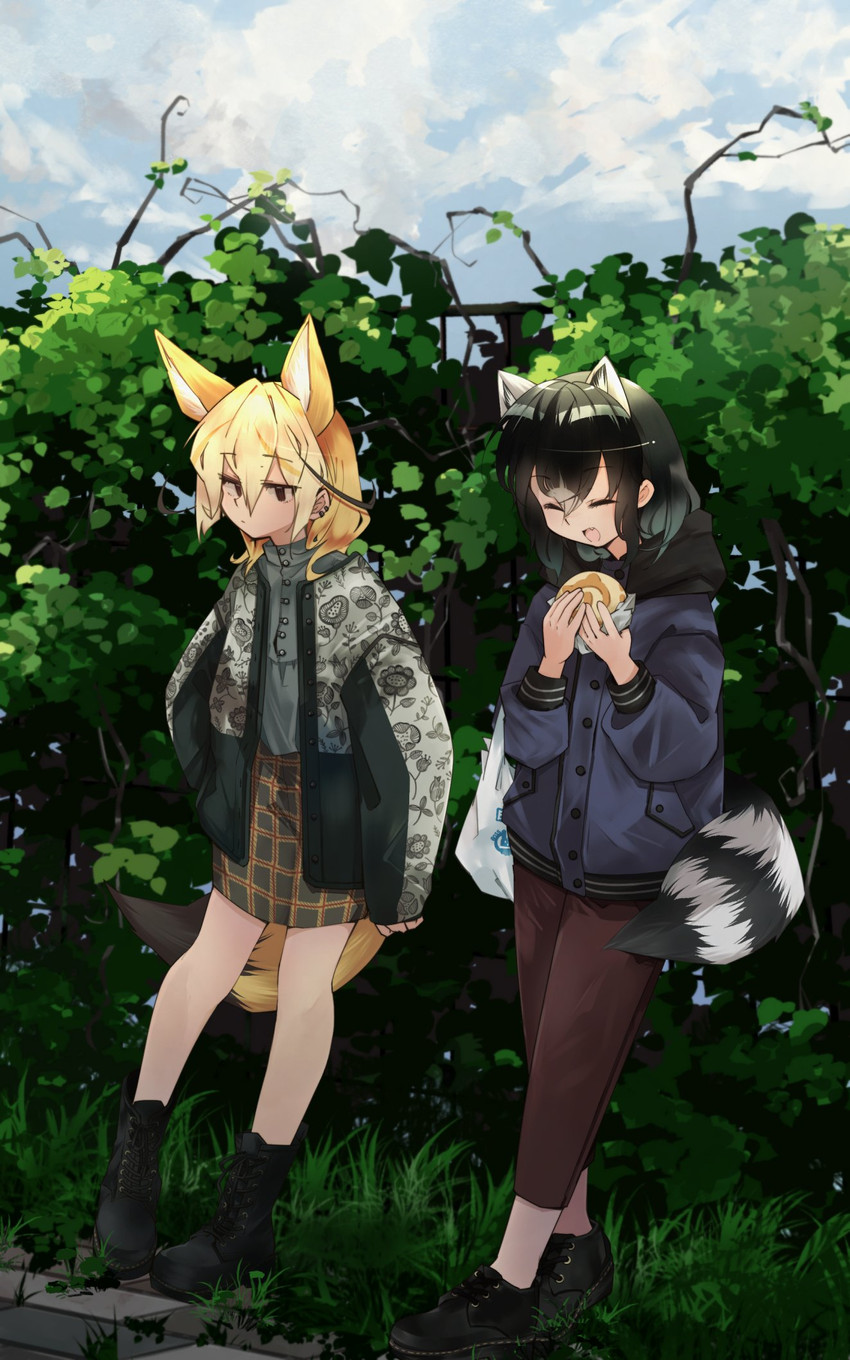 common raccoon and fennec (kemono friends) drawn by nanana_(nanana_iz)