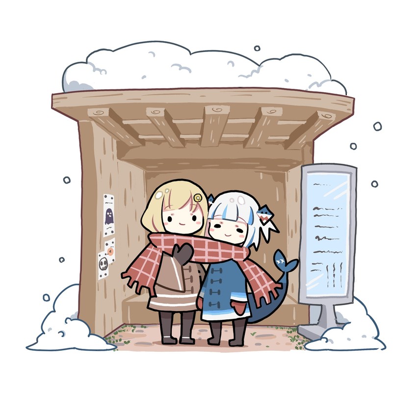 gawr gura and watson amelia (hololive and 1 more) drawn by takeru_(hashiru11275)