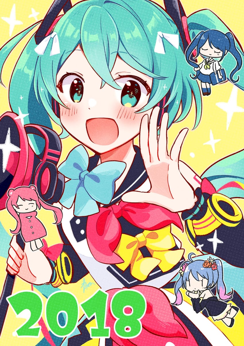 hatsune miku and magical mirai miku (vocaloid and 4 more) drawn by aoiyui