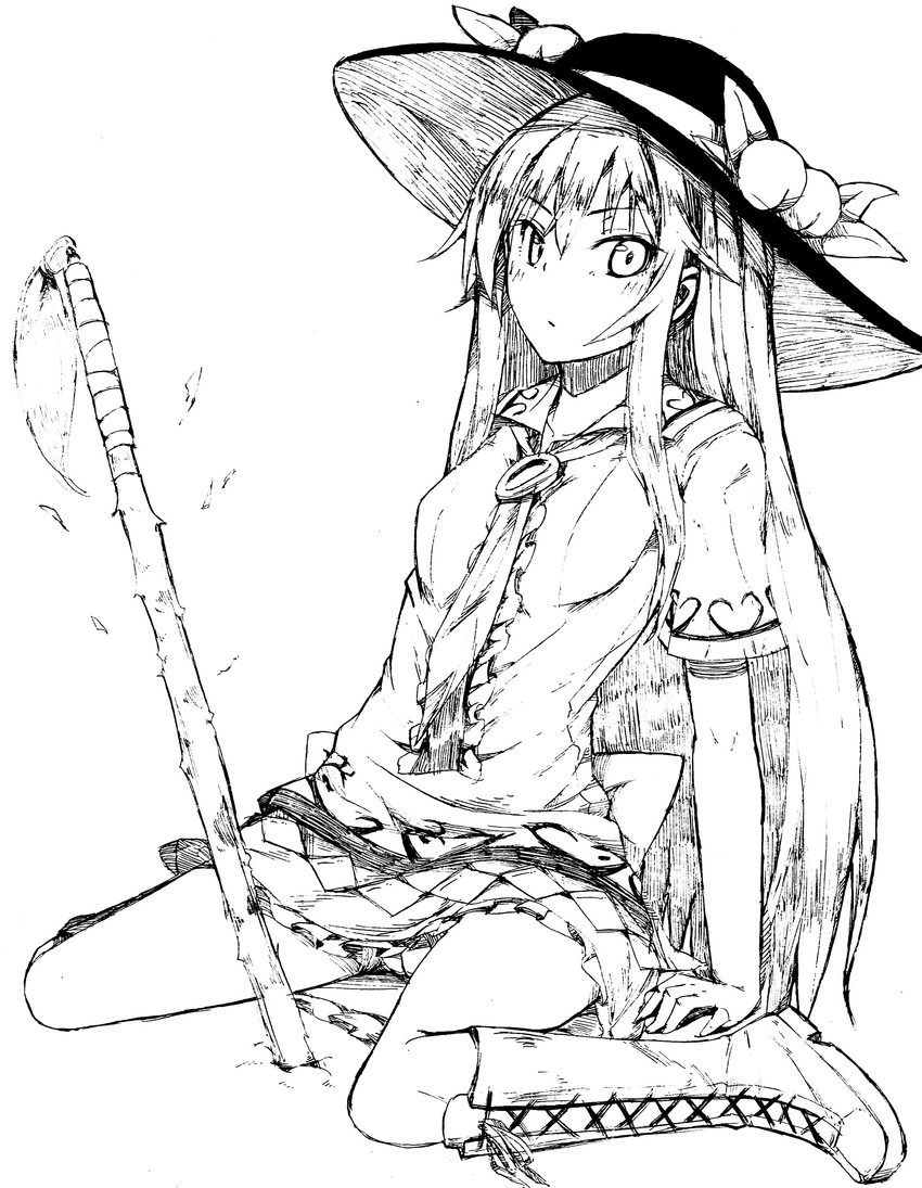 hinanawi tenshi (touhou) drawn by neropaso