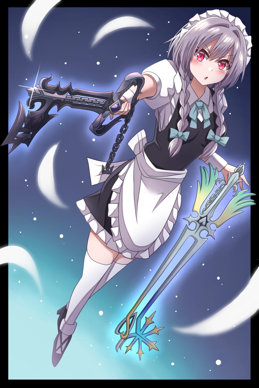 izayoi sakuya (touhou and 1 more) drawn by happy_ginko