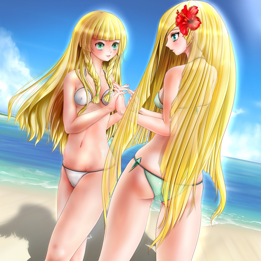 lillie and lusamine (pokemon and 1 more) drawn by miharin