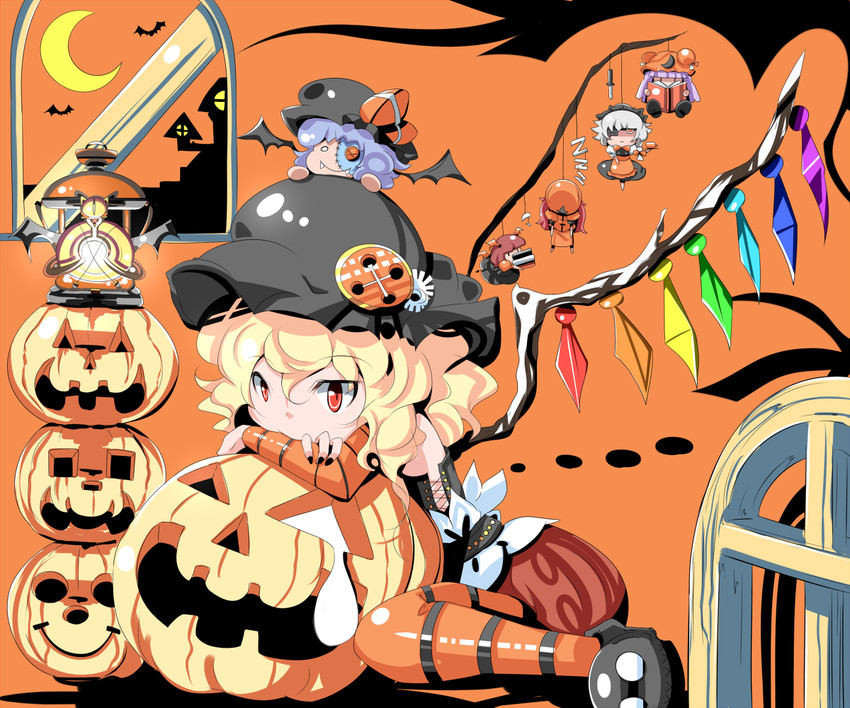 remilia scarlet, flandre scarlet, izayoi sakuya, patchouli knowledge, hong meiling, and 1 more (touhou) drawn by kikurage_(sugi222)