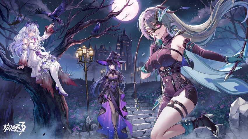 raiden mei, theresa apocalypse, and vita (honkai and 1 more) drawn by lino_chang