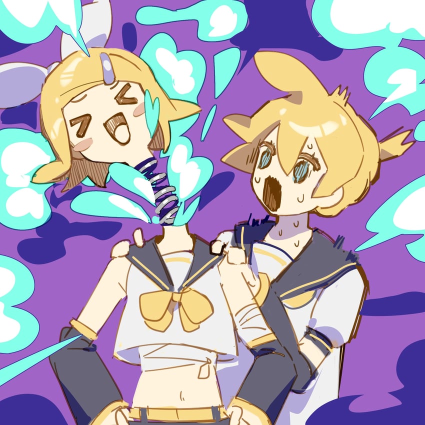 kagamine rin and kagamine len (vocaloid) drawn by chi_ya