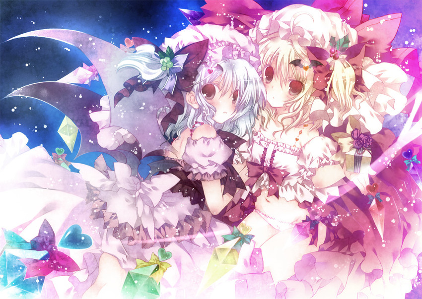 remilia scarlet and flandre scarlet (touhou) drawn by moo_(umineko)