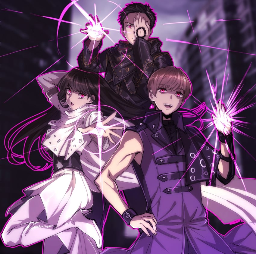 tokiwa sougo, tsukuyomi, myoukouin geiz, swartz, finis, and 1 more (kamen rider and 3 more) drawn by mido_(byebyebye03)