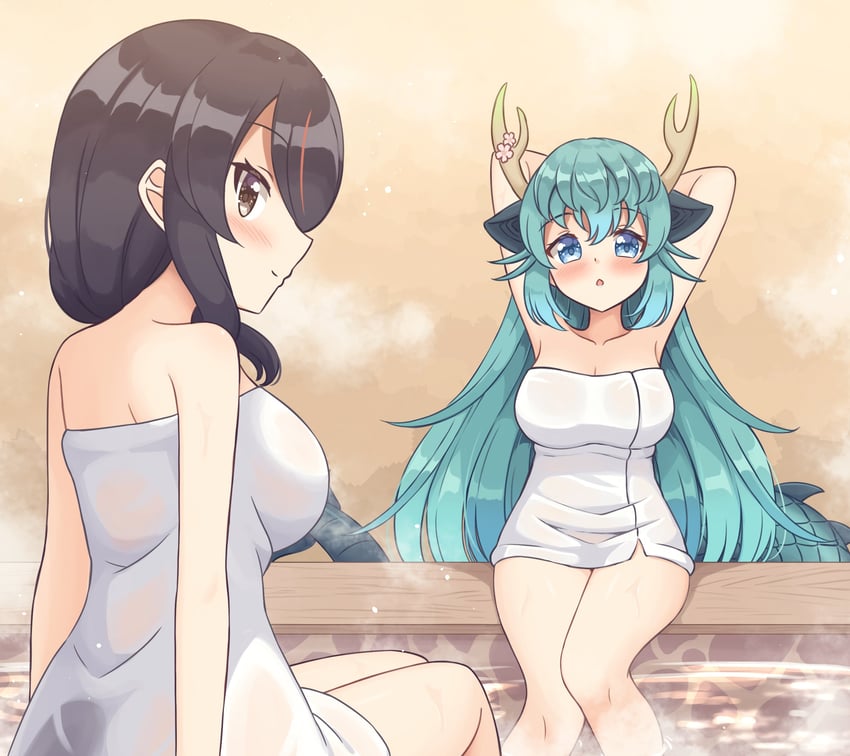 emperor penguin and blue dragon (kemono friends) drawn by shiraha_maru