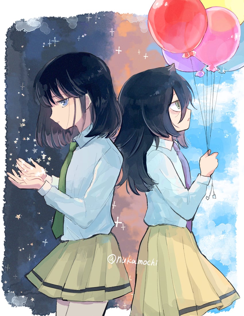 kuroki tomoko and wakui mitsuki (watashi ga motenai no wa dou kangaetemo omaera ga warui!) drawn by nuka_(nukamochi)