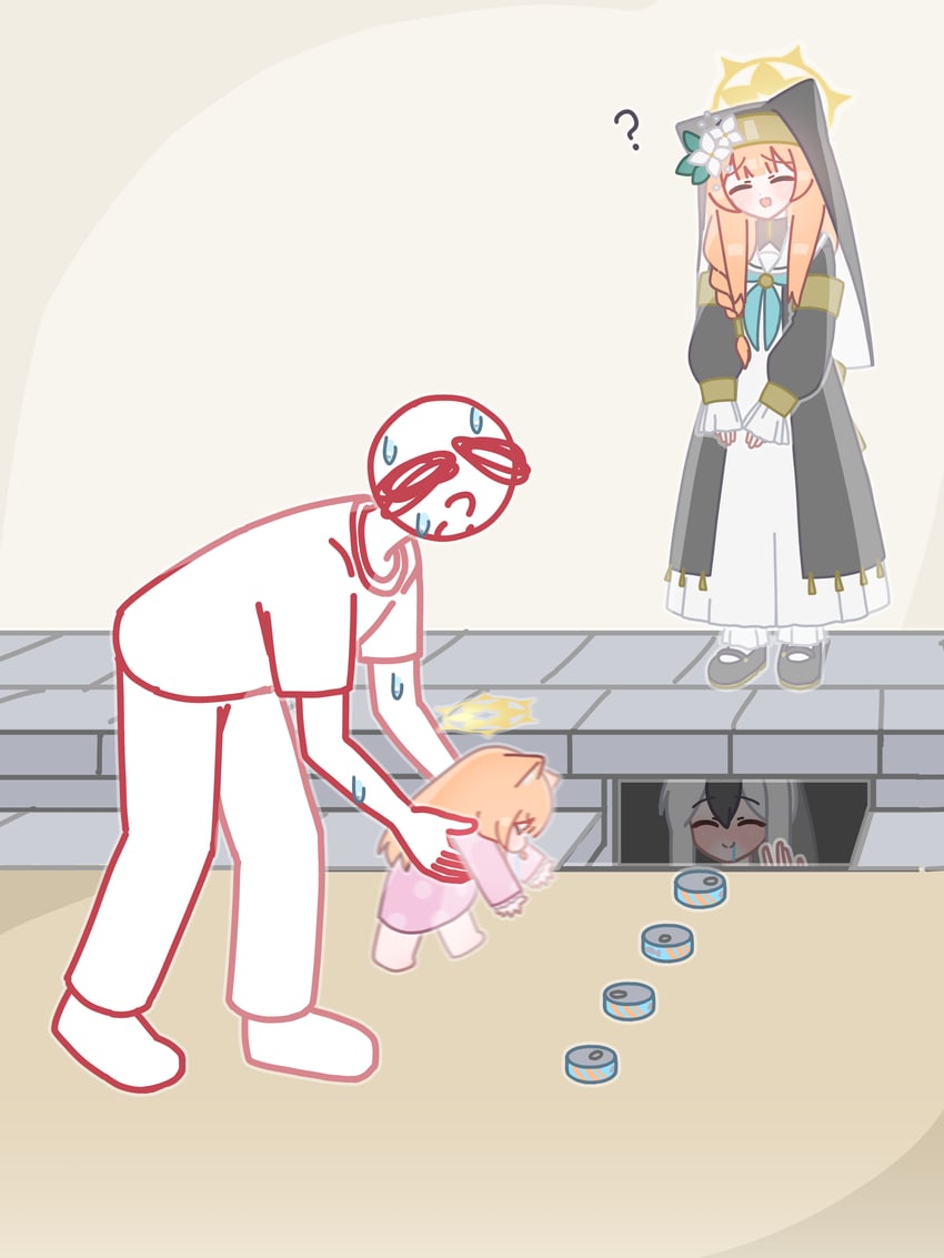 sensei, doodle sensei, mari, and kayoko (blue archive and 1 more) drawn by horuhara