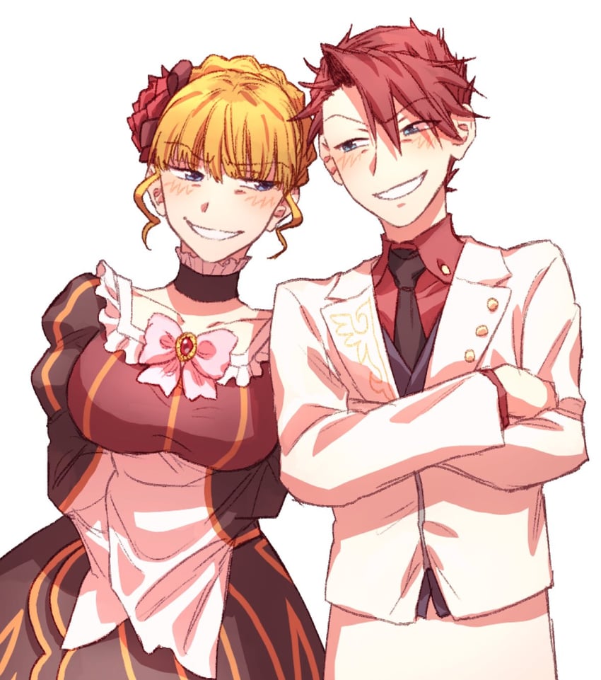 beatrice and ushiromiya battler (umineko no naku koro ni) drawn by hswoimuxk0pwr0h_(bbdan)