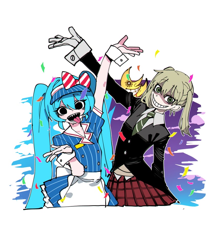 hatsune miku and maka albarn (vocaloid and 2 more) drawn by ratatatat74