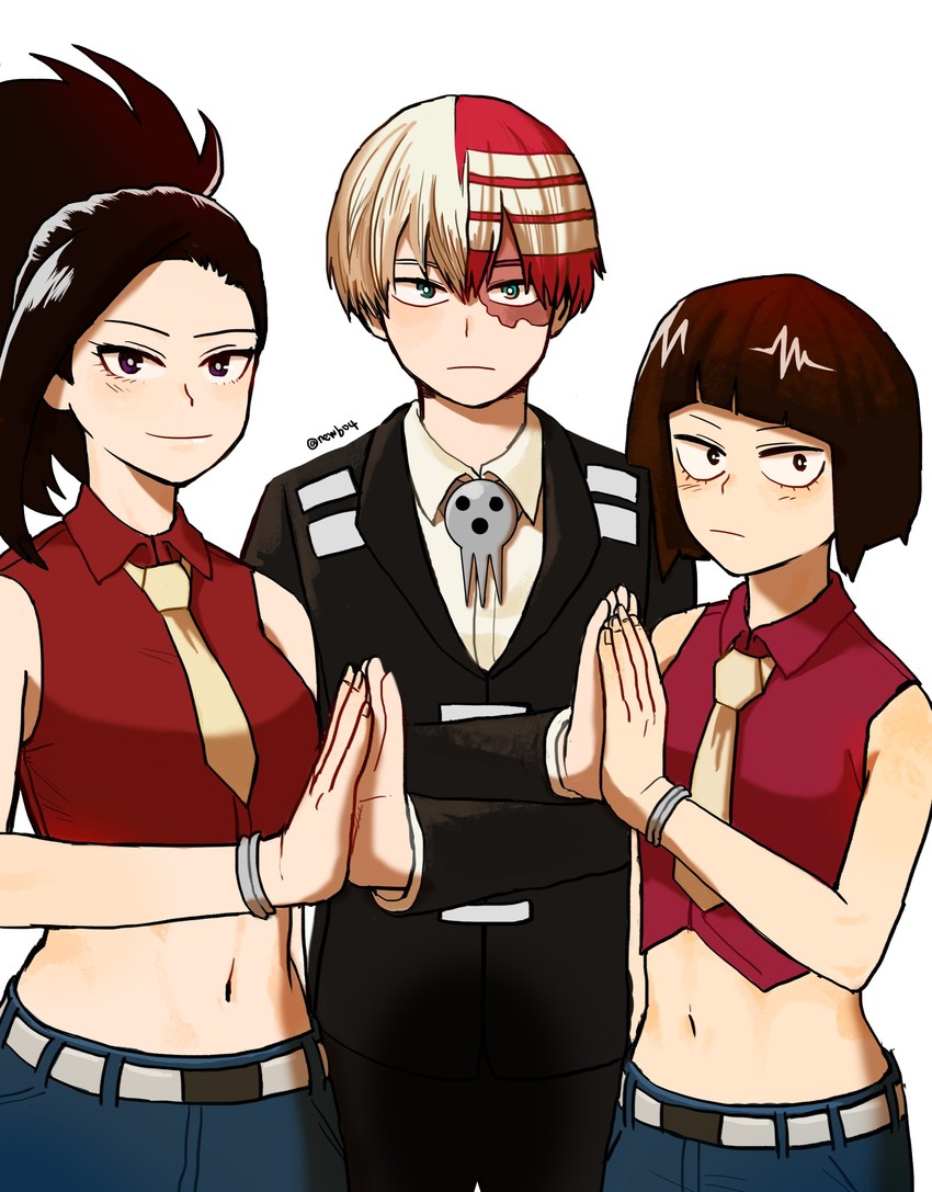 todoroki shoto, yaoyorozu momo, jiro kyoka, death the kid, patricia thompson, and 1 more (boku no hero academia and 1 more) drawn by note_(newb04)