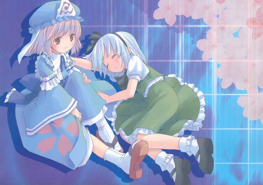 konpaku youmu and saigyouji yuyuko (touhou) drawn by pop_(electromagneticwave)