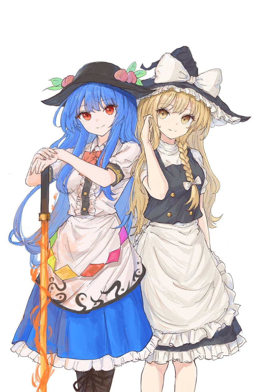 kirisame marisa and hinanawi tenshi (touhou) drawn by kashiwada_kiiho