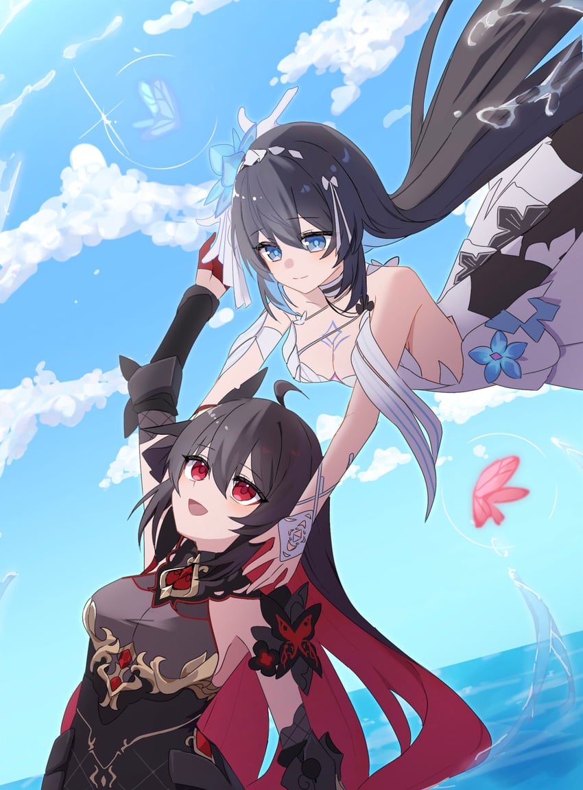 seele vollerei and seele (honkai and 1 more) drawn by h2o_omizu